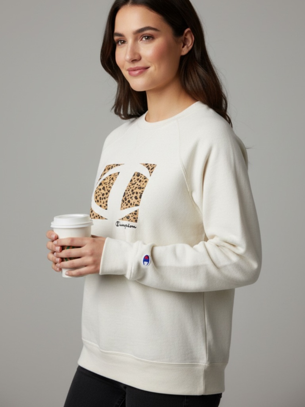 Champion leopard print crewneck pullover sweatshirt Boho Chic  Cheetah Print